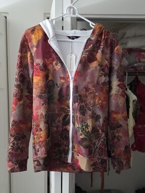 Floral Hooded Bomber Jacket - Burgundy Floral